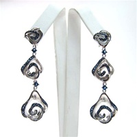 Silver Earrings w/ White & Sapphire CZ