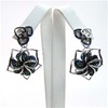 Silver Earrings w/ Green & Sapphire CZ