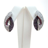 Silver Earrings w/ White, Amethyst & Hot Pink CZ