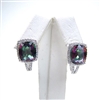 Sterling Silver Earrings with Rainbow Mystic Quartz and White CZ