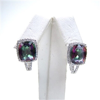 Sterling Silver Earrings with Rainbow Mystic Quartz and White CZ