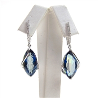 925 Sterling Silver Earrings with Blue Mystic Quartz and White CZ