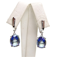925 Sterling Silver Earrings with Blue Mystic Quartz and White CZ