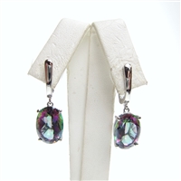 Sterling Silver Earrings with Rainbow Mystic Quartz