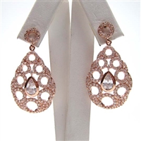 Silver Earrings (Rose Gold Plated) with White CZ