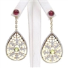 Silver Earring (Gold Plated) with White, Ruby & Peridot CZ