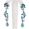 Silver Earring w/ White, Emerald & Sapphire Color CZ