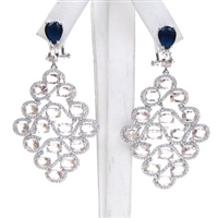 Silver Earring w/ White, Light Champagne & Sapphire CZ