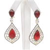 Silver Earring (Gold Plated) with Red Agate & White CZ