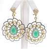 Silver Earring (Gold Plated) with White, Citrine & Green Agate Color CZ
