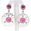 Silver Earring (Rose Gold Plated) with White and Ruby CZ