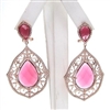 Silver Earring (Rose Gold Plated) with White and Ruby CZ