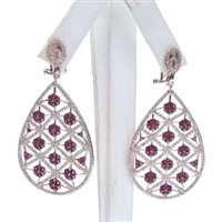 Silver Earring (Rose Gold Plated) with White & Ruby CZ