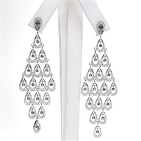 Silver Earring with White & Emerald Green CZ