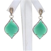 Silver Earring (Gold Plated) with Green Agate & White CZ