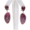 Silver Earring (Rose Gold Plated) w/ Ruby & White CZ