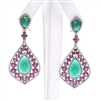 Silver Earring (Gold & Black Rhodium Plated) w/ White, Ruby & Green Agate Color CZ