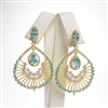 Silver Earring (Gold Plated) with White and Aquamarine CZ