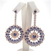 Silver Earrings (Rose Gold Plated) with White & Tanzanite CZ