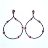 Silver Earrings (Black Rhodium Plated) with White and Ruby CZ