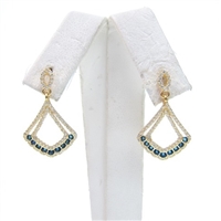 Silver Earring (Gold Plated) with White and Sapphire CZ