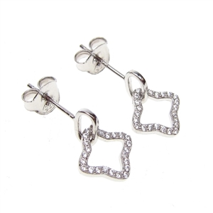 Silver Earrings with White CZ