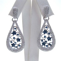 Silver Earrings w/ White & Sapphire CZ