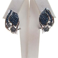 Silver Earrings w/ White & Sapphire CZ