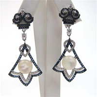 Silver Earrings w/ w/ MOP, White & Sapphire CZ