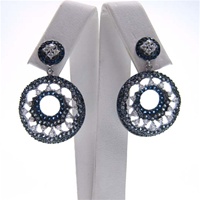 Silver Earrings w/ White & Sapphire CZ