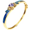 Silver Bangle (Gold Plated) w/ Inlay Created Opal, White & Tanzanite CZ