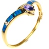 Silver Bangle (Gold Plated) w/ Inlay Created Opal, White & Tanzanite CZ