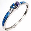 Silver Bangle (Rhodium Plated) with Inlay Created Opal, White & Tanzanite CZ