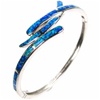 Silver Bangle (Rhodium Plated) w/ Inlay Created Opal