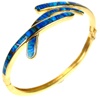 Silver Bangle (Gold Plated) w/ Inlay Created Opal