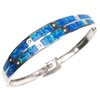 Silver Bangle with Inlay Created Opal and White CZ