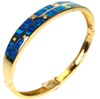 Silver Bangle (Gold Plated) w/ Inlay Created Opal & White CZ
