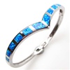 Silver Bangle W/ Inlay Created Opal