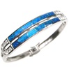 Silver Bangle (Rhodium Plated) w/ Inlay Created Opal & White CZ