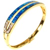 Silver Bangle (Gold Plated) w/ Inlay Created Opal and White CZ