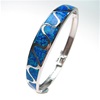 Silver Bangle with Inlay Created Opal