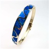Silver Bangle (Gold Plated) w/ Inlay Created Opal