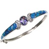 Silver Bangle (Rhodium Plated) w/ Inlay Created Opal, White & Tanzanite CZ