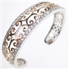 Silver Bangle (Rhodium and Rose Gold Plated) with White CZ