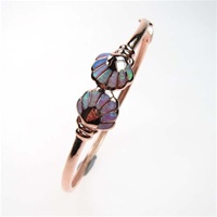 Silver Bangle (Rose Gold Plated) w/ Inlay Created Opal (Sea Shells)