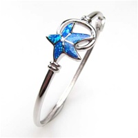 Silver Bangle w/ Inlay Created Opal (Starfish)