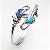 Silver Bangle w/ Inlay Created Opal (Seahorse)