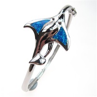 Silver Bangle with Inlay Created Opal (Sting Ray)