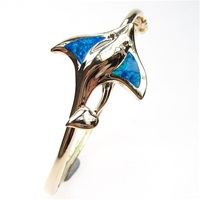 Silver Bangle (Gold Plated) with Inlay Created Opal (Sting Ray)