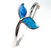 Silver Bangle with Inlay Created Opal (Whale's Tail)